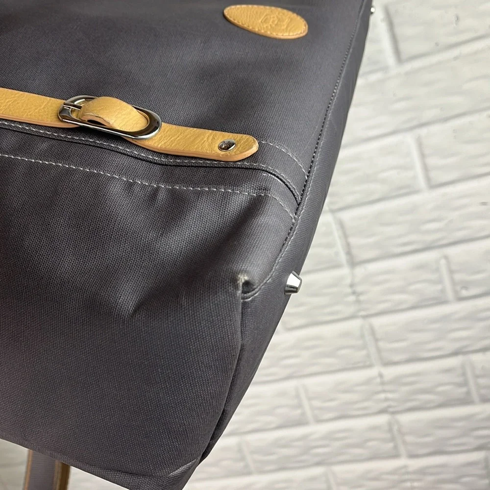 PACAPOD MIRANO DIAPER BAG LARGE GRAY COATED CANVAS CROSSBODY